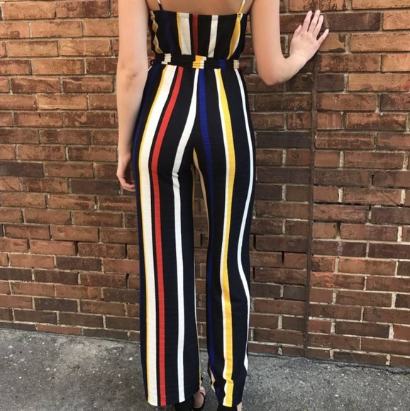 Shop 17 Navy Multi Stripes Jumpsuit - Picture 6 of 8